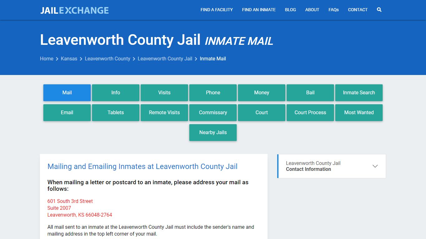 Inmate Mail - Leavenworth County Jail, KS - Jail Exchange