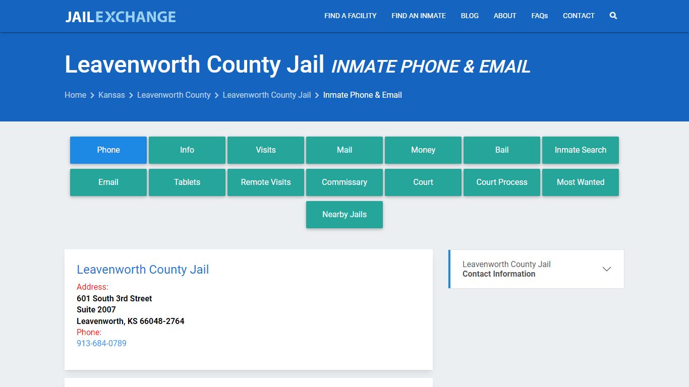 Inmate Phone - Leavenworth County Jail, KS - Jail Exchange