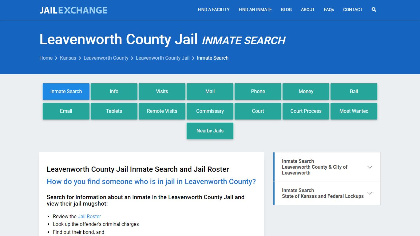Inmate Search: Roster & Mugshots - Leavenworth County Jail, KS