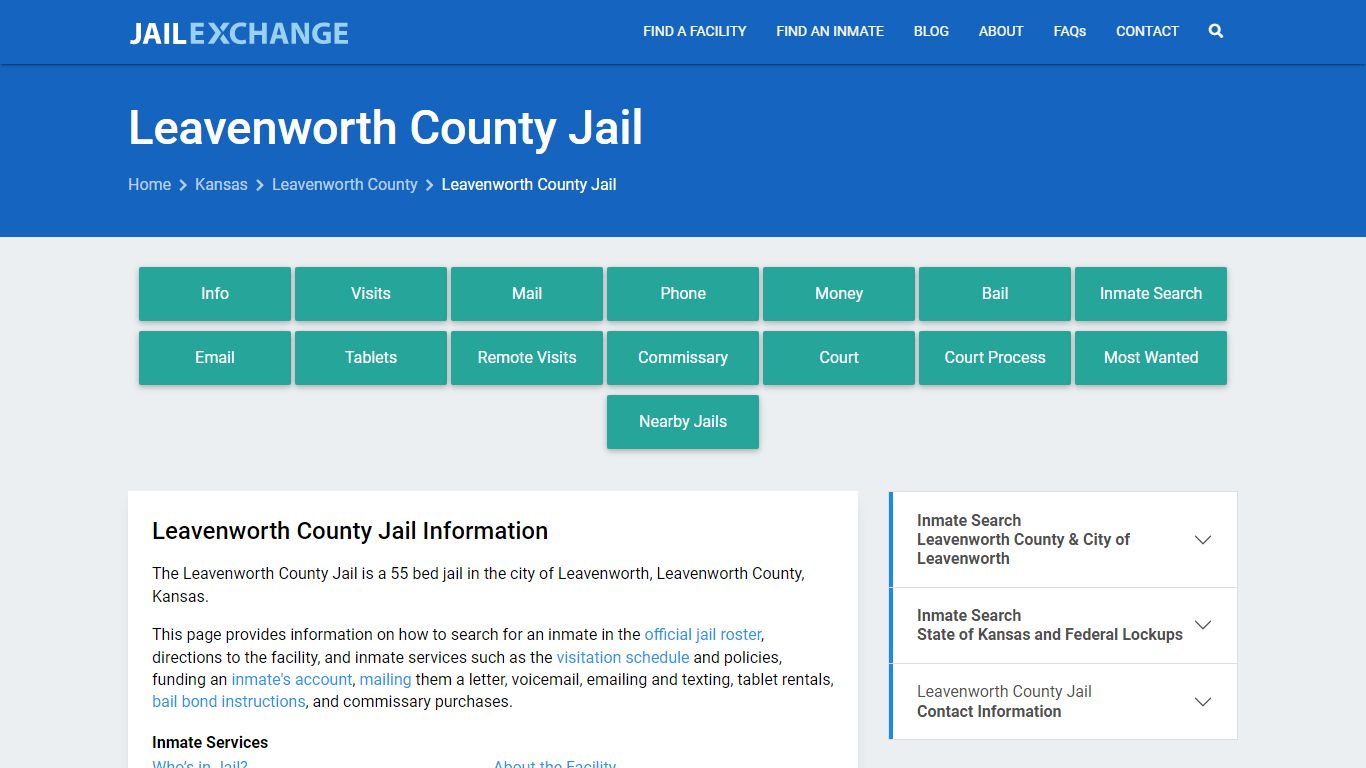 Leavenworth County Jail, KS Inmate Search, Information