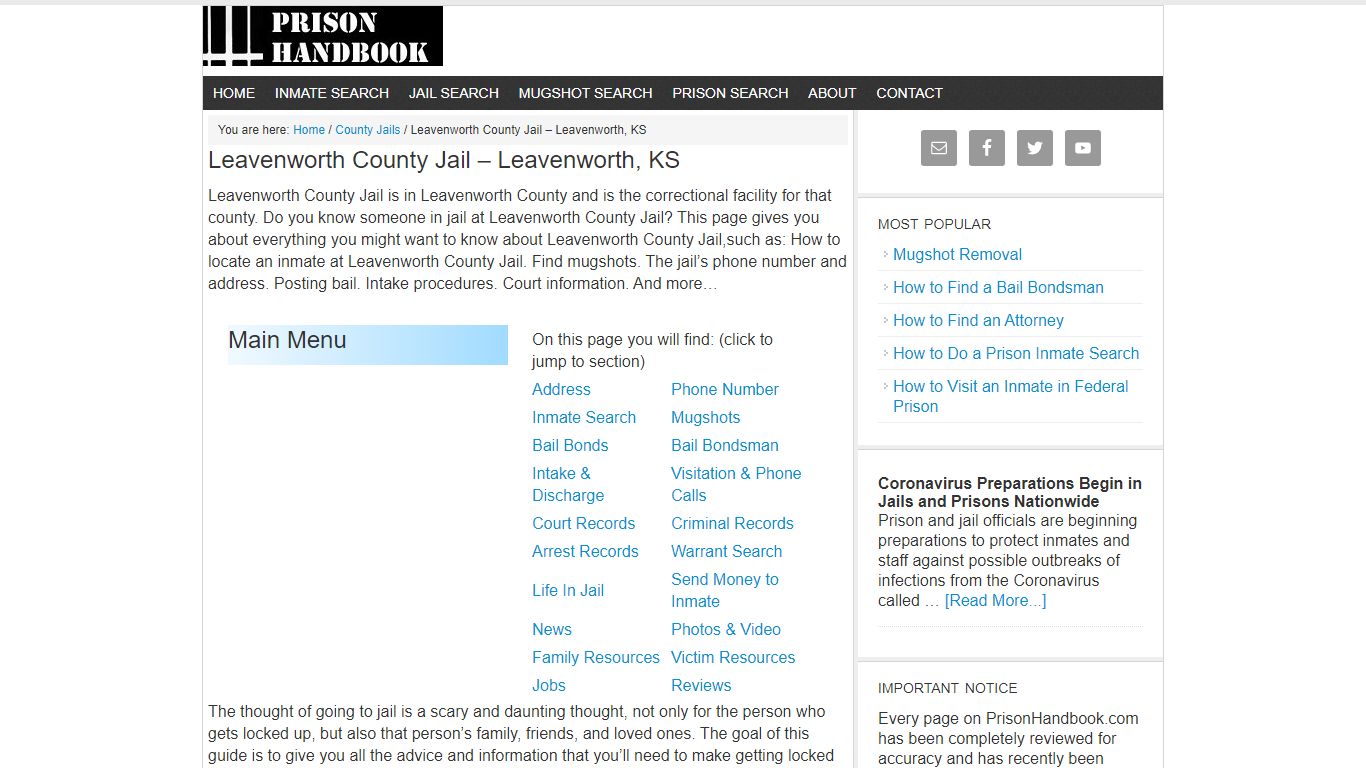 Leavenworth County Jail – Leavenworth, KS - Prison Handbook